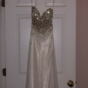 White and gold prom dress